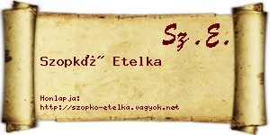 Szopkó Etelka névjegykártya