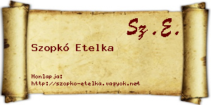 Szopkó Etelka névjegykártya